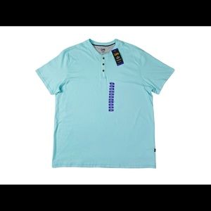 Lee Men’s 2XL Perfect Fit S/S Comfort Premium Yarns Henley Shirt Aqua NWT